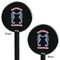 Sea Horses Black Plastic 5.5" Stir Stick - Double Sided - Round - Front & Back