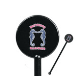 Sea Horses 5.5" Round Plastic Stir Sticks - Black - Double Sided (Personalized)