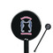 Sea Horses Black Plastic 5.5" Stir Stick - Round - Closeup