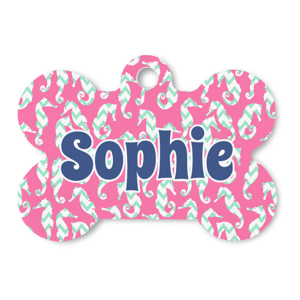 Custom Sea Horses Bone Shaped Dog ID Tag (Personalized)