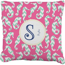 Sea Horses Faux-Linen Throw Pillow 18" (Personalized)