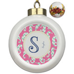 Sea Horses Ceramic Ball Ornaments - Poinsettia Garland (Personalized)