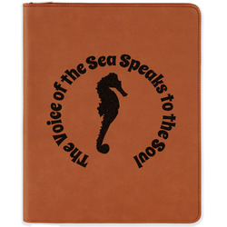 Sea Horses Leatherette Zipper Portfolio with Notepad - Single Sided (Personalized)