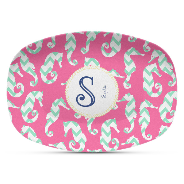 Custom Sea Horses Plastic Platter - Microwave & Oven Safe Composite Polymer (Personalized)