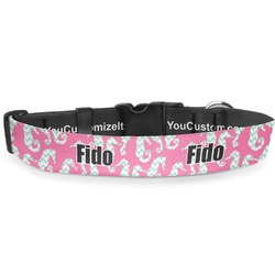 Sea Horses Deluxe Dog Collar - Medium (11.5" to 17.5") (Personalized)