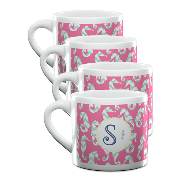 Custom Sea Horses Double Shot Espresso Cups - Set of 4 (Personalized)