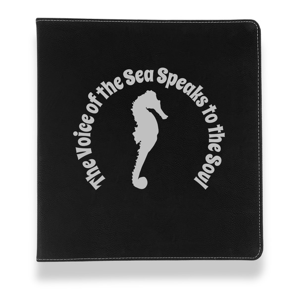 Custom Sea Horses Leather Binder - 1" - Black (Personalized)