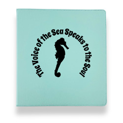 Sea Horses Leather Binder - 1" - Teal (Personalized)