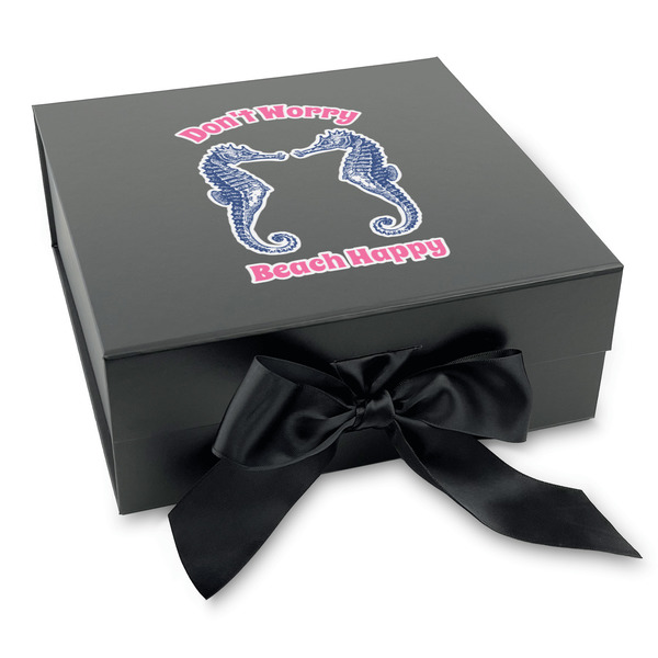 Custom Sea Horses Gift Box with Magnetic Lid - Black (Personalized)