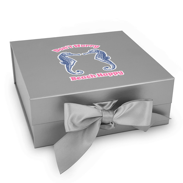 Custom Sea Horses Gift Box with Magnetic Lid - Silver (Personalized)