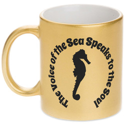 Sea Horses Metallic Gold Mug (Personalized)