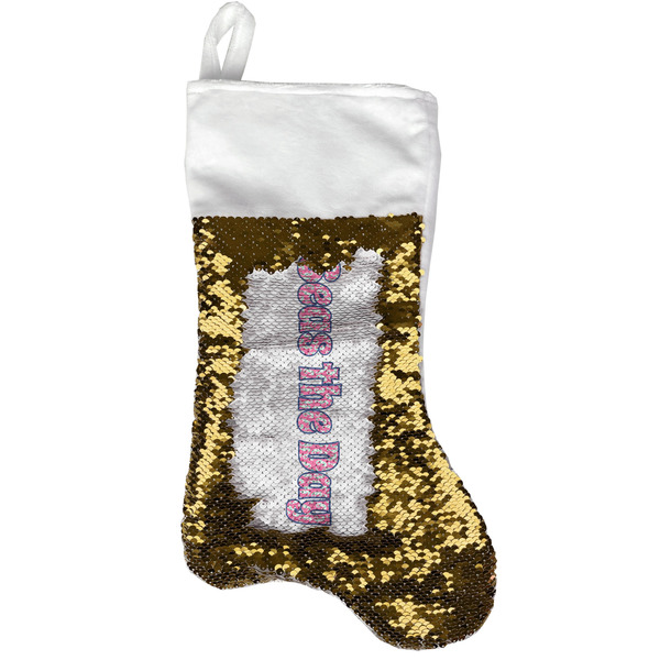 Custom Sea Horses Reversible Sequin Stocking - Gold (Personalized)