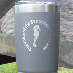 Sea Horses 20 oz Stainless Steel Tumbler - Grey - Double Sided (Personalized)