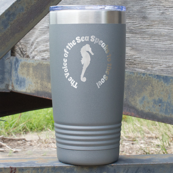 Custom Sea Horses 20 oz Stainless Steel Tumbler - Grey - Double Sided (Personalized)