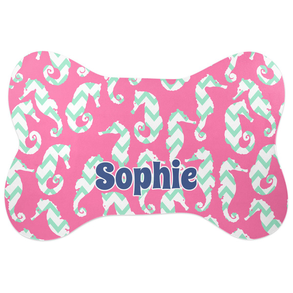 Custom Sea Horses Bone Shaped Dog Food Mat (Personalized)