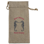 Sea Horses Large Burlap Gift Bag - Front (Personalized)