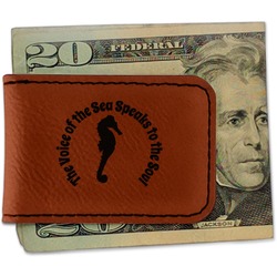 Sea Horses Leatherette Magnetic Money Clip - Double Sided (Personalized)
