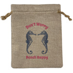 Sea Horses Medium Burlap Gift Bag - Front (Personalized)