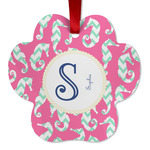 Sea Horses Metal Paw Ornament - Double Sided w/ Name and Initial