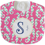 Sea Horses Velour Baby Bib w/ Name and Initial