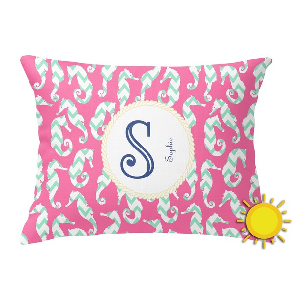 Custom Sea Horses Outdoor Throw Pillow (Rectangular) (Personalized)