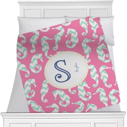 Sea Horses Minky Blanket - Twin / Full - 80"x60" - Double Sided (Personalized)
