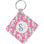 Sea Horses Diamond Plastic Keychain w/ Name and Initial