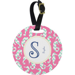 Sea Horses Plastic Luggage Tag - Round (Personalized)