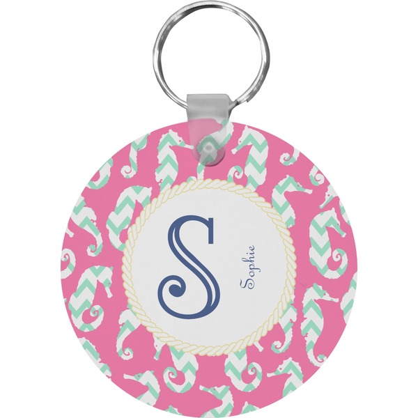 Custom Sea Horses Round Plastic Keychain (Personalized)