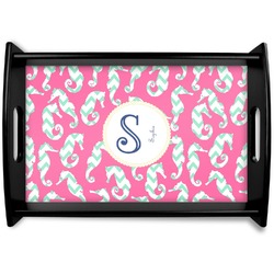Sea Horses Black Wooden Tray - Small (Personalized)