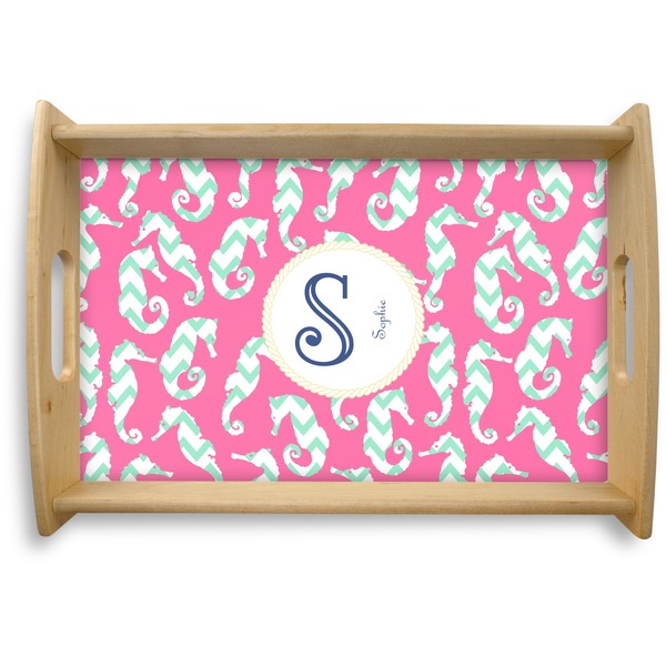 Custom Sea Horses Natural Wooden Tray - Small (Personalized)