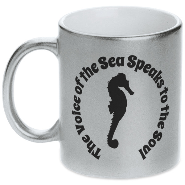 Custom Sea Horses Metallic Silver Mug (Personalized)