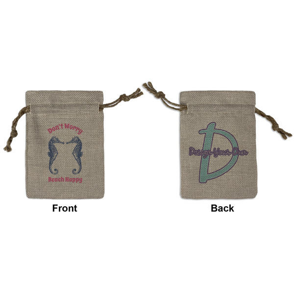 Custom Sea Horses Small Burlap Gift Bag - Front & Back (Personalized)