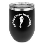 Sea Horses Stemless Stainless Steel Wine Tumbler - Black - Double Sided (Personalized)