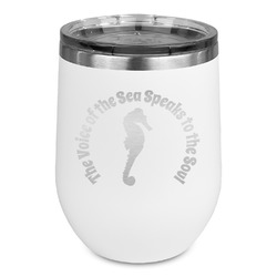 Sea Horses Stemless Stainless Steel Wine Tumbler - White - Double Sided (Personalized)