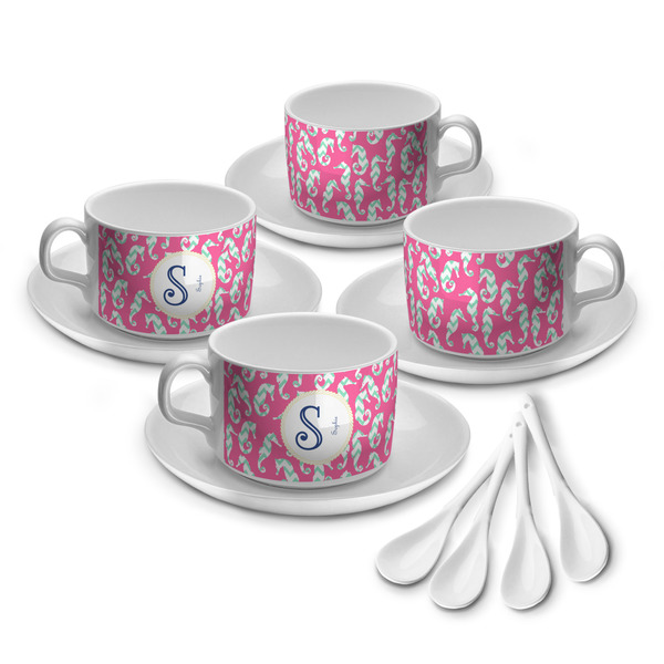 Custom Sea Horses Tea Cup - Set of 4 (Personalized)