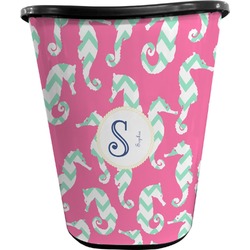 Sea Horses Waste Basket - Single Sided (Black) (Personalized)