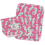 Sea Horses Burp Cloths - Fleece - Set of 2 w/ Name and Initial