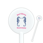 Sea Horses 5.5" Round Plastic Stir Sticks - White - Double Sided (Personalized)