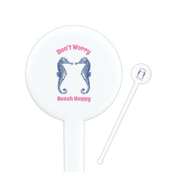 Sea Horses 7" Round Plastic Stir Sticks - White - Single Sided (Personalized)