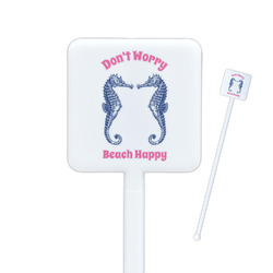 Sea Horses Square Plastic Stir Sticks - Double Sided (Personalized)