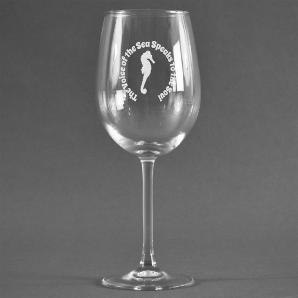 Custom Sea Horses Wine Glass (Single) (Personalized)