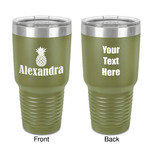 Pineapples 30 oz Stainless Steel Tumbler - Olive - Double-Sided (Personalized)