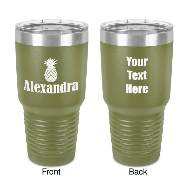 Custom Pineapples 30 oz Stainless Steel Tumbler - Olive - Double-Sided (Personalized)