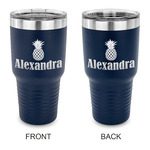 Pineapples 30 oz Stainless Steel Tumbler - Navy - Double Sided (Personalized)