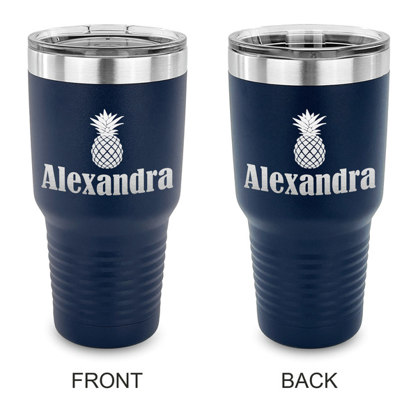 Custom Pineapples 30 oz Stainless Steel Tumbler - Navy - Double Sided (Personalized)