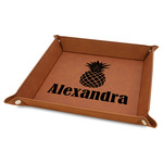 Pineapples Faux Leather Dice Tray - 9" x 9" - Rawhide (Personalized)