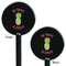 Pineapples Black Plastic 5.5" Stir Stick - Double Sided - Round - Front & Back