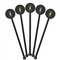 Pineapples Black Plastic 5.5" Stir Stick - Round - Fan View