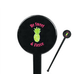 Pineapples 7" Round Plastic Stir Sticks - Black - Double Sided (Personalized)